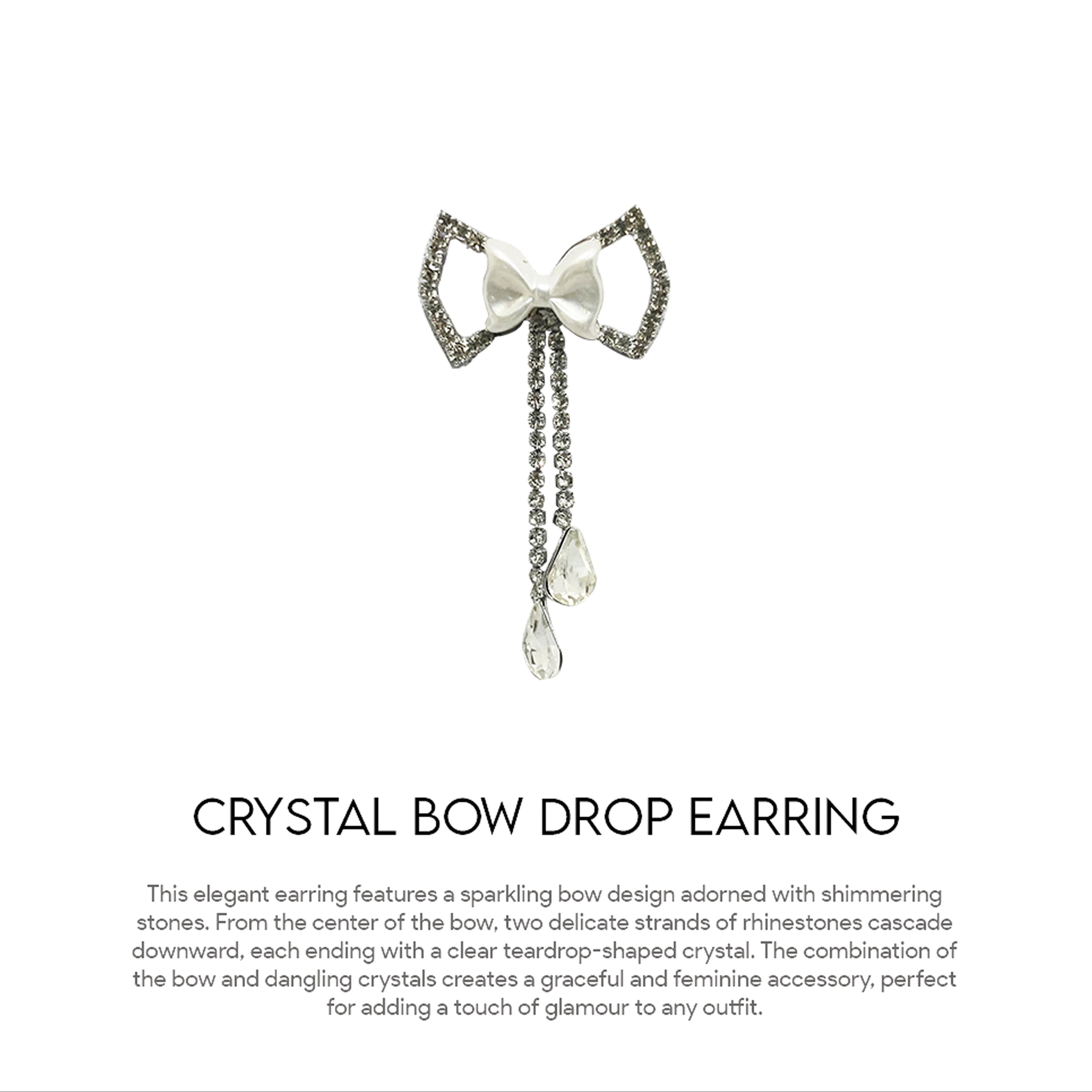 Crystal Charm Bow Earring